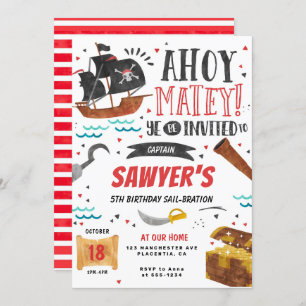 Pirate Anniversaire Fête Enfants Invitation