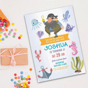 Pirate Anniversaire Invitation Fun Ocean