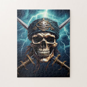 Pirate crâne avec épées Puzzle