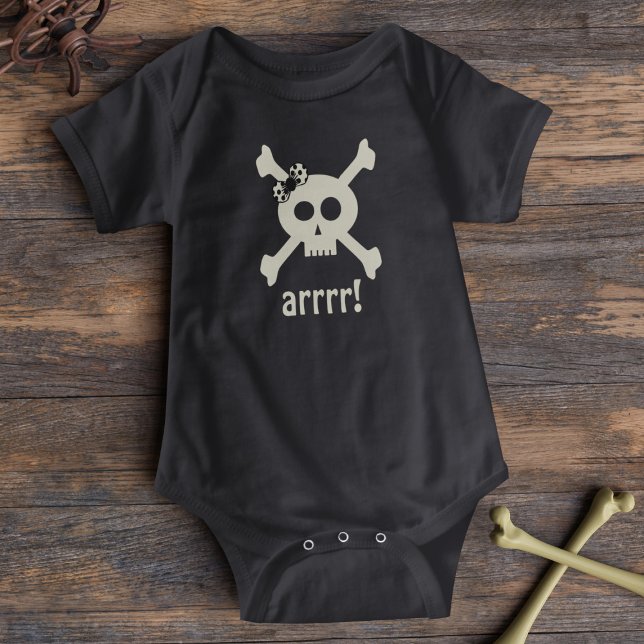 Pirate crâne fille mignonne Halloween Body bébé (Arrr! Dress yer little scallywag in this cute skull and crossbones bodysuit!)
