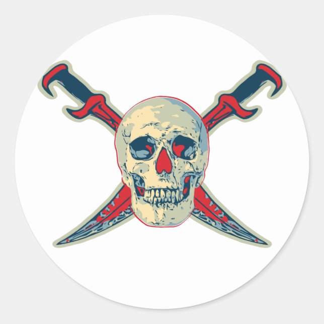 Pirate (Crâne) - Sticker rond classique,  brillan (Devant)