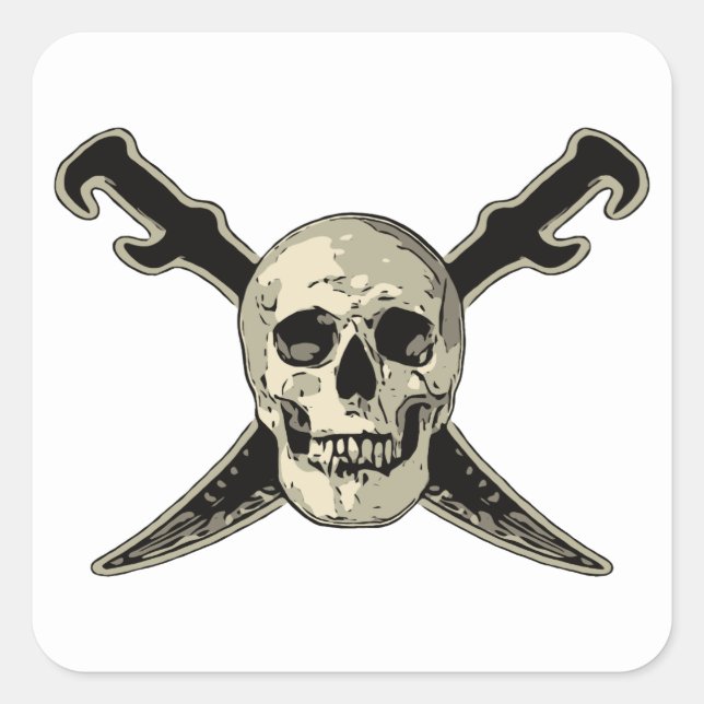 Pirate (Crâne) - Stickers Carrés,  brillant (Devant)