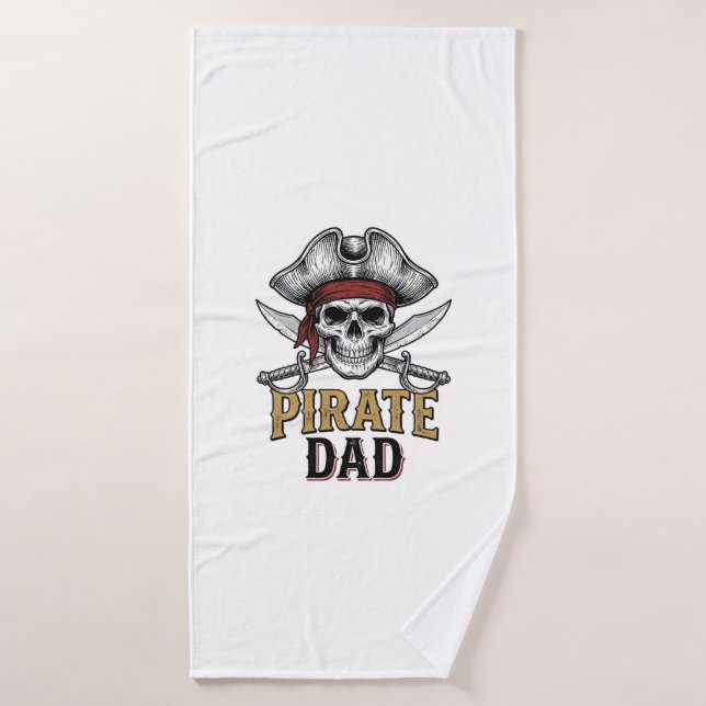 Pirate Dad Skull Sword Vintage Engraving Shirt_1 (Serviette de bain)