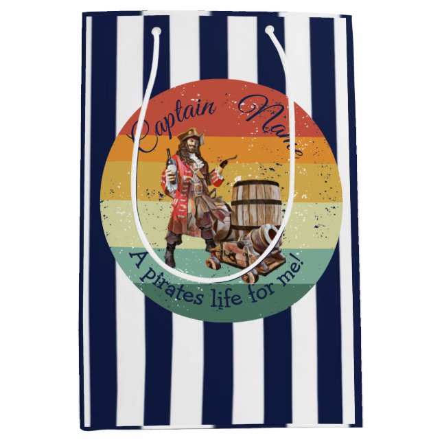 Pirate de fête anniversaire moyen Cadeau sac (Devant)