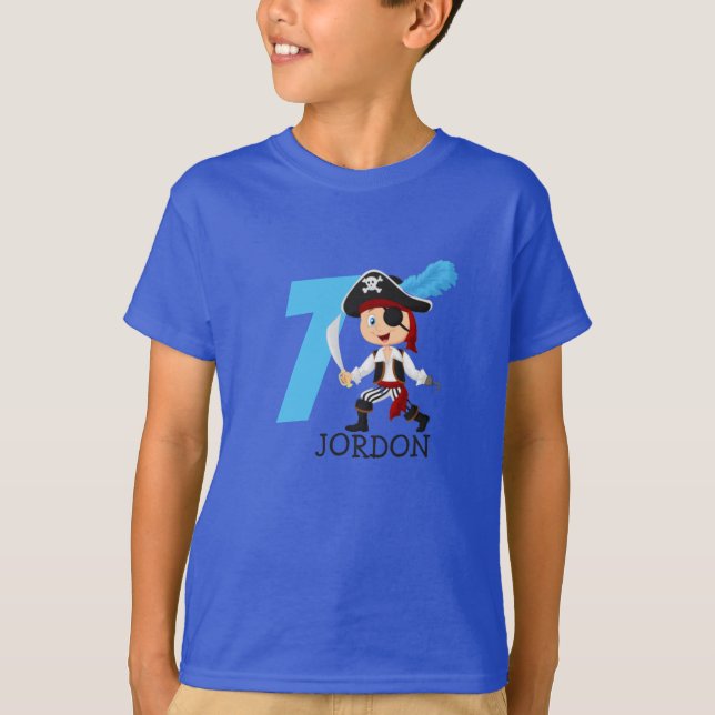 Pirate de fête d'anniversaire 7e Nom T-shirt (Devant)