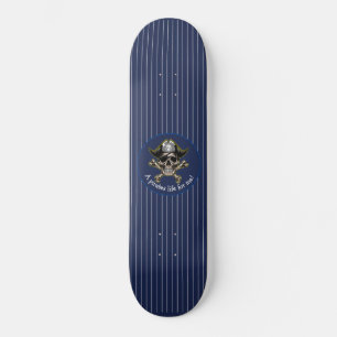 Pirate de skateboard bleu nautical