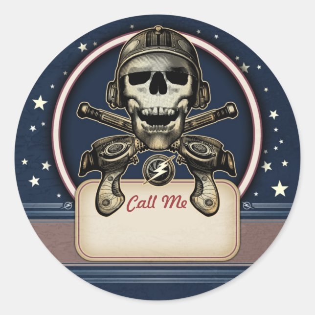 Pirate d'espace avec Ray Guns Nom Balise Stickers (Devant)