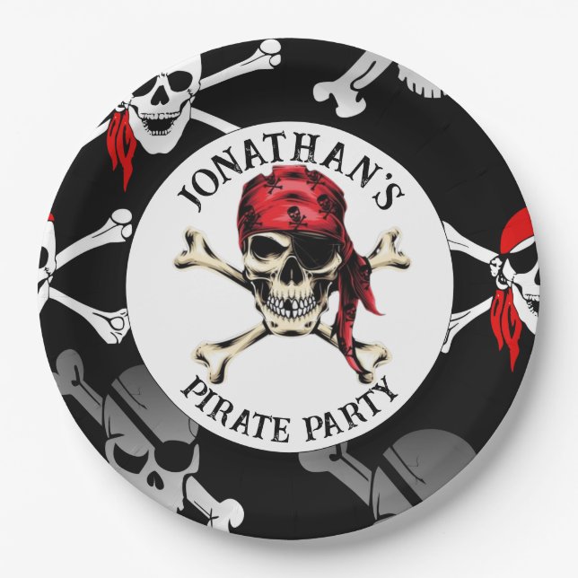 PIRATE ET OS CROISÉS Assiette en carton (Devant)