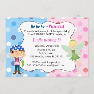 Pirate Fairy Invitation Anniversaire Pink Blue Pix