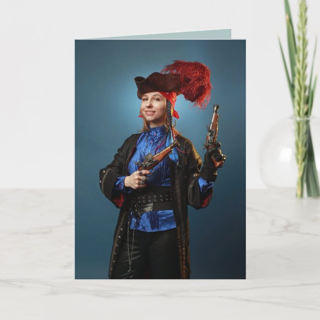 PIRATE FILLE CARTE D'ANNIVERSAIRE (Devant)