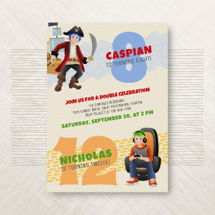 Pirate Gamer Joint Double Invitation Anniversaire