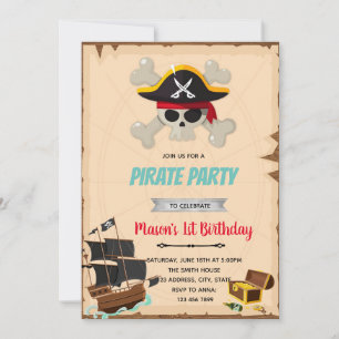 Pirate garçon anniversaire invitation douche