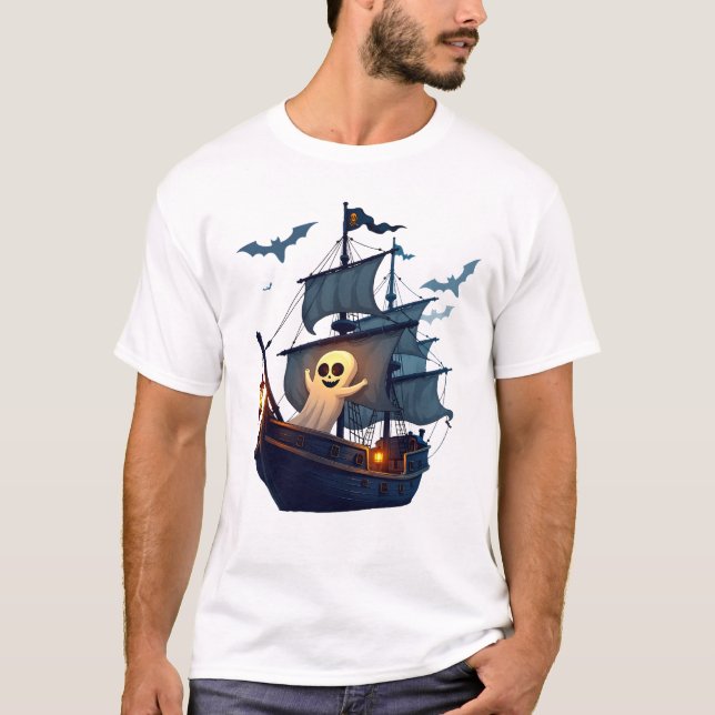Pirate Ghost Ship � T-shirt Halloween Épouvantable (Devant)