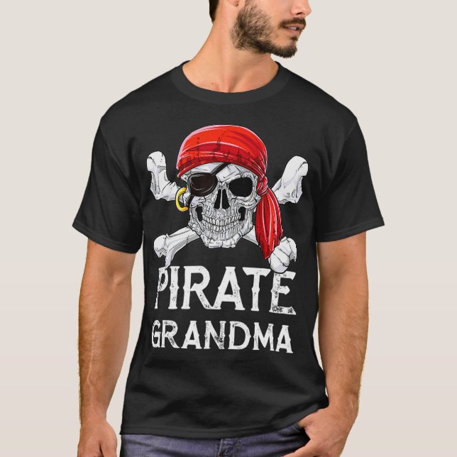 Pirate Grand-mère T-shirt Jolly roger Drapeau Crân (Devant)