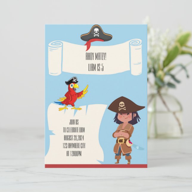 PIRATE INVITATION D'ANNIVERSAIRE (Debout devant)