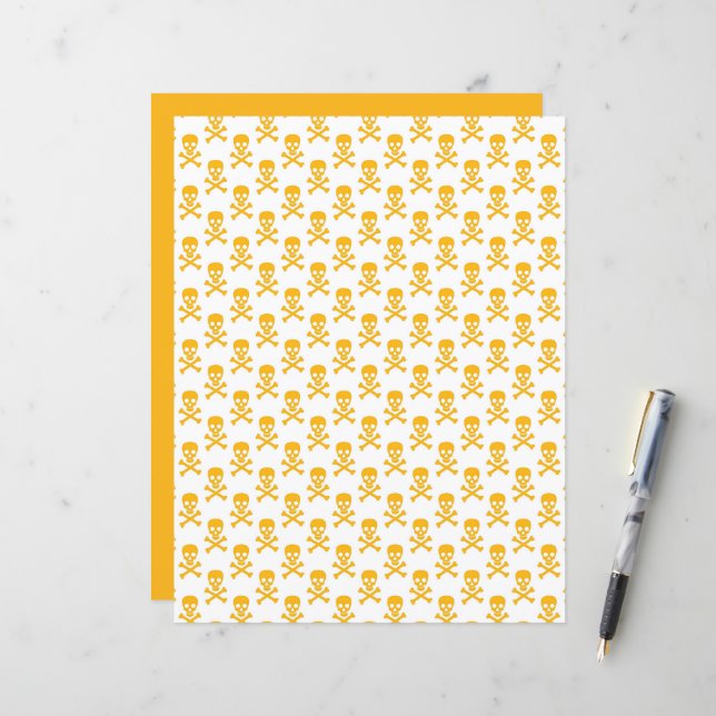 Pirate Kids Crossbones Scrapbook Yellow Craft (Devant/Arrière en situation)