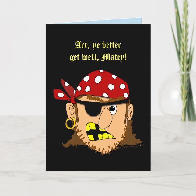 Pirate Man Funny Obtenez Bien Carte de voeux Modèl (Devant)