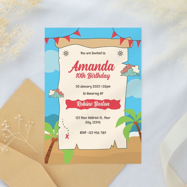 Pirate Map Invitation Anniversaire de enfant (Créateur téléchargé)