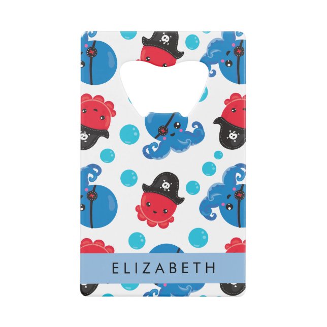 Pirate Octopus, Motif Octopus, Mer, Votre Nom (Devant)