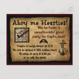 Pirate oh je Hearties ! Invitations de partie