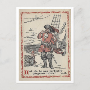 Pirate + Parrot Vintage Livre Illustration Carte p