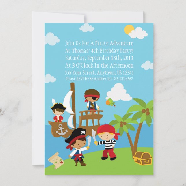 Pirate Party - Invitations d'anniversaire personna (Devant)
