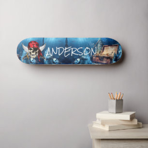 Pirate personnalisé bateau trésor skateboard