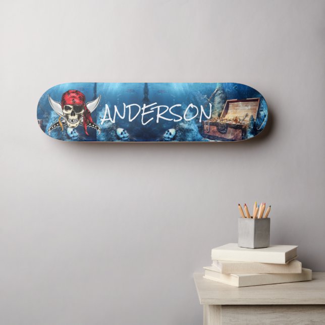 Pirate personnalisé bateau trésor skateboard (Art mural (Horz))