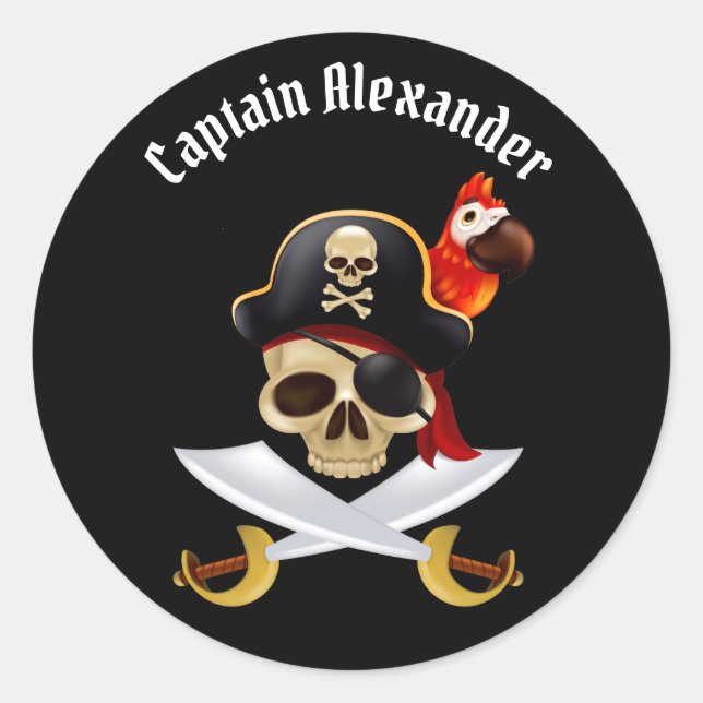 Pirate Personnaliser Sticker Rond Classique (Devant)