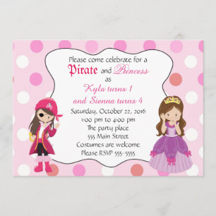 Pirate Princess Girl Birthday Party Invitation