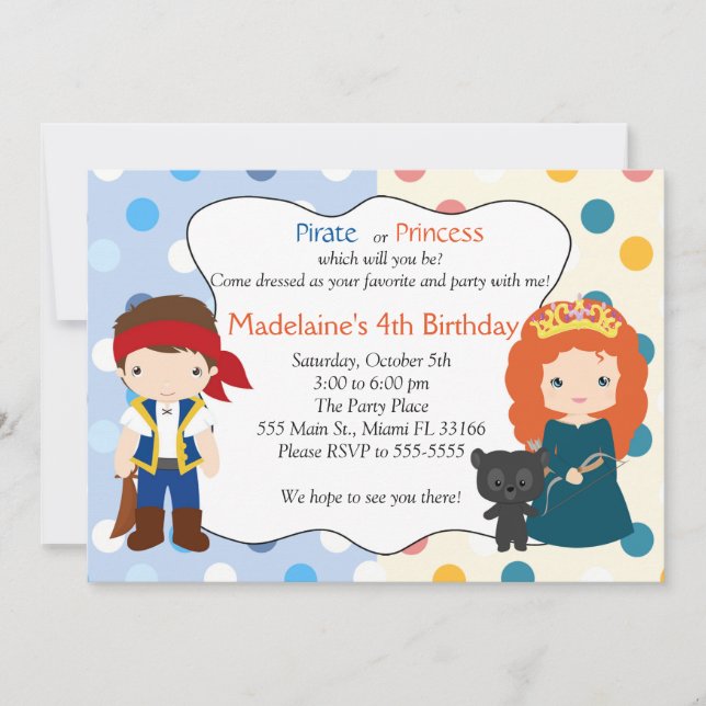 Pirate Princess Invitation Anniversaire de enfant  (Devant)