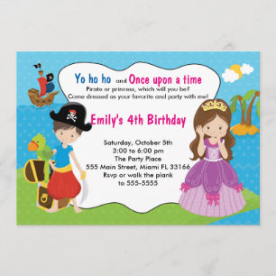 Pirate Princess Invitation Anniversaire de enfant