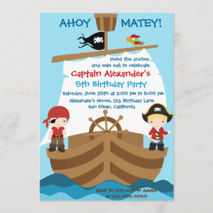 Pirate Ship Anniversaire Fête Invitation