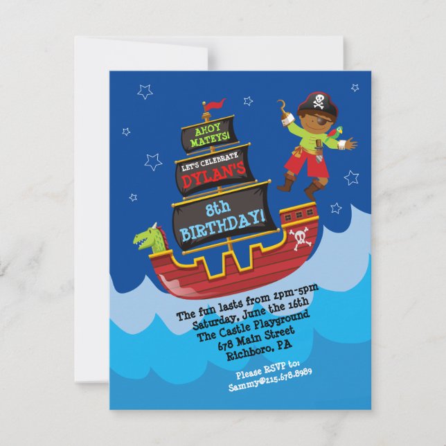 Pirate Ship Anniversaire Invitation (Devant)