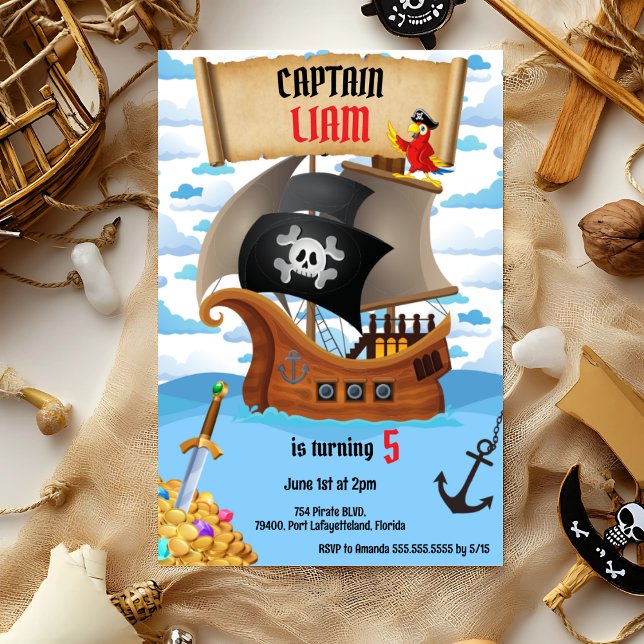 Pirate Ship Birthday Invitation pour enfants (Créateur téléchargé)