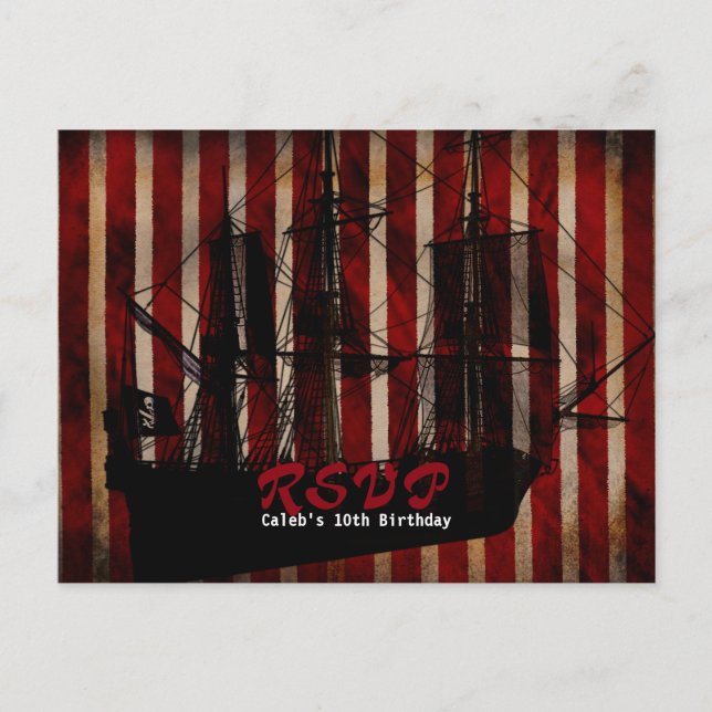Pirate Ship Grunge Anniversaire Party RSVP Carte p (Devant)