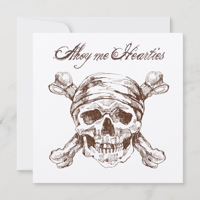 Pirate Skull & Ship Birthday Party Invitation (Devant)