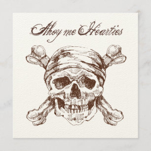 Pirate Skull & Ship Birthday Party Invitation