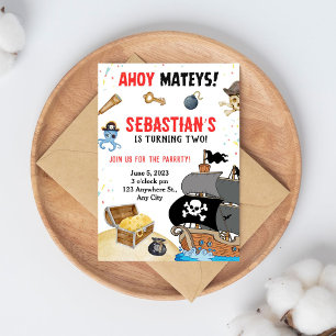 Pirate Thème Anniversaire Fête Invitation