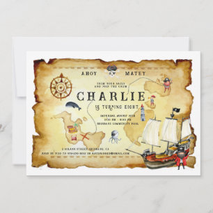 Pirate Thème Anniversaire Fête Invitation