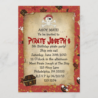Pirate Theme Anniversaire Invitation