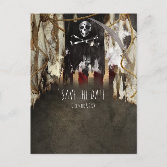 Pirate Thème Fête Invitations Enregistrer La Date (Devant)