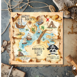 Pirate Thème Trésor Carte Anniversaire Fête