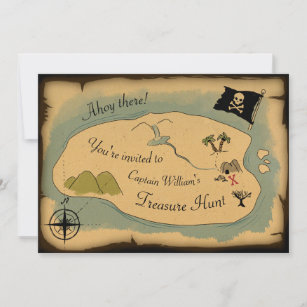 Pirate treasure map invitation fête d'anniversaire