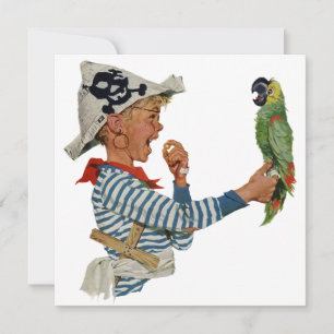 Pirate vintage, Garçon avec Invitation d'oiseaux p