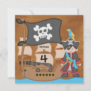 Pirates Boy Pirate Ship Anniversaire Invitations