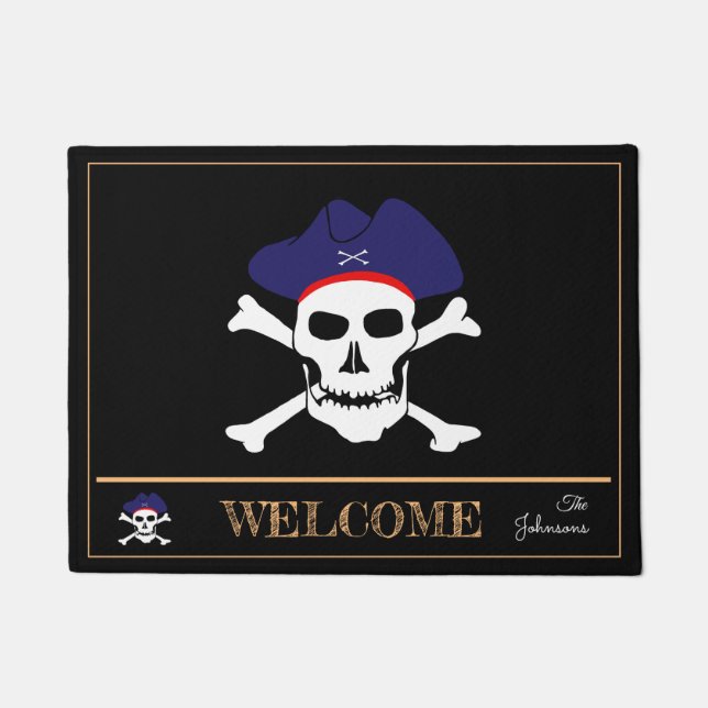 Pirates Drapeau & Capitaine Jack, tapis de maison  (Devant)