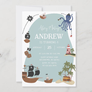 Pirates Invitation d'anniversaire Modèle Ahoy Mate