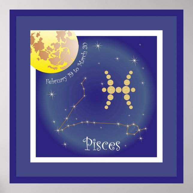 Pisces février 19 to March 20 Poster (Devant)