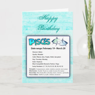 Pisces Horoscope Astrologique Carte d'Anniversaire